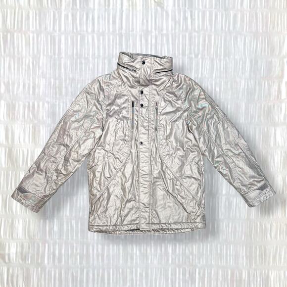 Armani Exchange Metallic Silver Full-Zip Jacket - Size Small - Picture 1 of 5